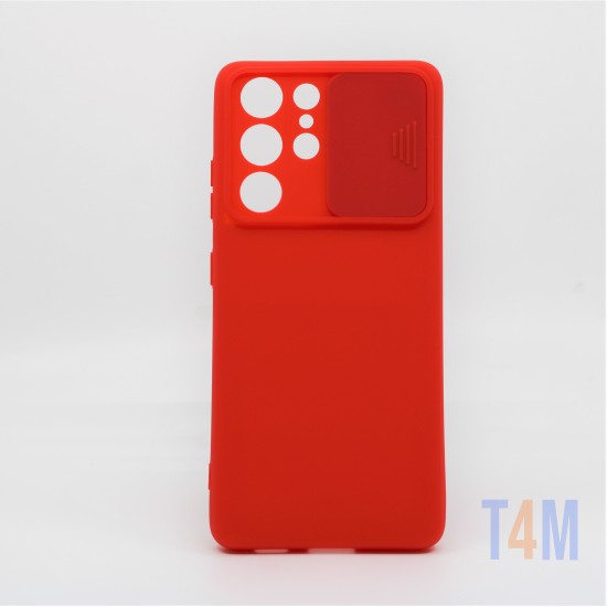 FUNDA DE SILICONA CON PROTECCIÓN PARA CÁMARA POR SAMSUNG GALAXY S21 PLUS ULTRA ROJO